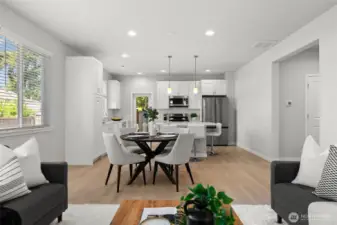 This home embraces modern design elements to create a sophisticated yet cozy environment.