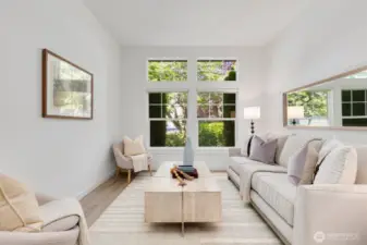 Large living room with lots of light