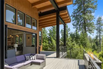 Accordian doors off the great room expand your living space.