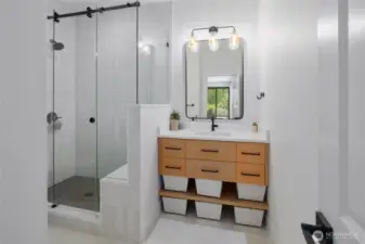 Lower-level bathroom.