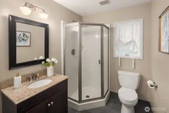 3/4 bath on main floor close to guest suite.