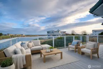 Back Deck off of Living Room - Virtually staged with AI