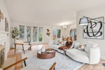 Living room connects seamlessly to dining room.