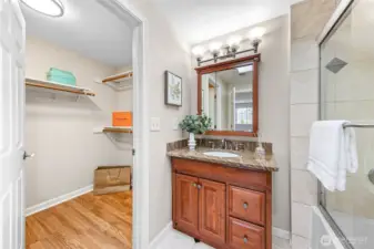 Primary bath and walk-in closet.
