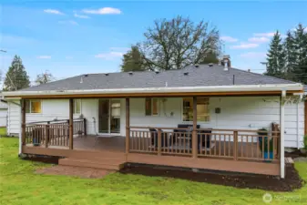Another view of the back of the home, and the covered deck.