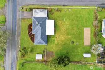 A bird's eye view of the property. This size lot is a rare find.