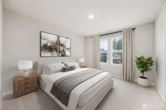 Secondary upstairs bedroom. Picture for representational purposes only, colors and features may vary.