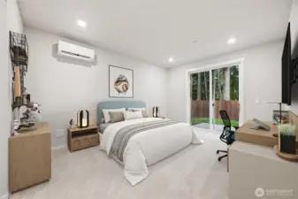 How would you use this lower level space with slider to the backyard? Picture for representational purposes only, colors and features may vary.