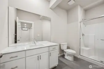 Lower level bathroom with shower. Picture for representational purposes only, colors and features may vary.