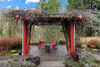 To the pergola, additional entertaining, bbq space