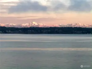 Full on, stunning view of the Olympic Mountains. You'll never tire of this amazing view!
