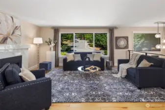 Living Room w/ marble fireplace