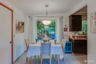 Dining room overlooking backyard