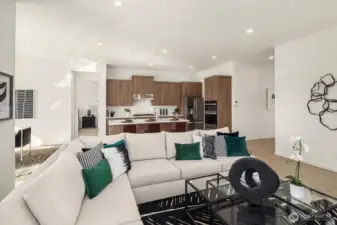 Great Room open to modern kitchen