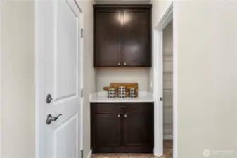 Coffee bar next to the pantry.