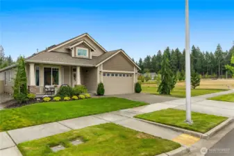 Great curb appeal on an end lot adjacent to the resource parcel so you will never have a home adjacent to the south side of the house.