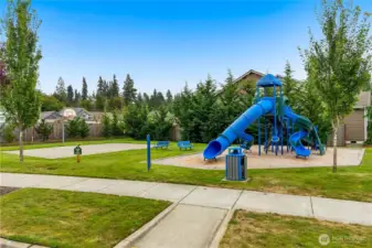 Well-planned neighborhood with play structures for outdoor fun.