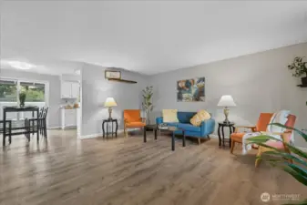 Living Room & Dining Area w/ Sliding Door to Backyard