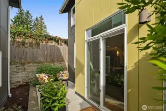 Patio off the kitchen is ready for an herb garden