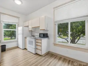 Spacious rooms and large windows.