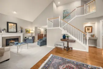 Grand foyer with soaring vaulted ceilings