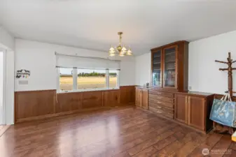 Formal Dining room with pasture and red barn views