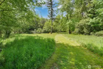 Mown path to the gate which leads to Capital Forest!  For your riding or walking pleasure.