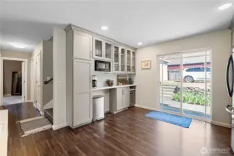 Kitchen opens in to the back yard.