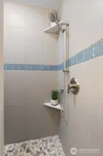 With dual head shower