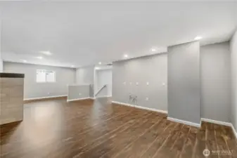 Rec-room upstairs, plumbed for a wet bar or a second kitchen