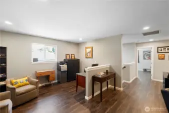 Work space upstairs, open to the rec room