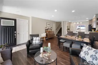 Living room open to dining area and kitchen