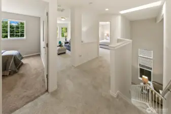 soaring 2 story staircase.