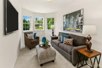 Bonus room that could be converted to a 4th bedroom. Classic bay window with a view of the park.