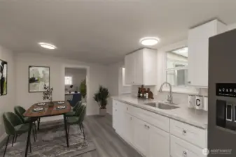 Virtually Staged-Kitchen and Dining Room