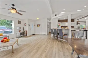Light, bright, beautiful open floor plan living and dining room