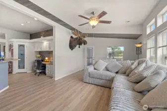 Family room with french door to back deck