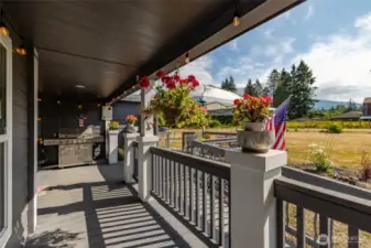 Front deck of main home with mountain views