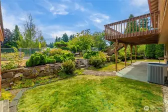 Beautifully landscaped back yard.