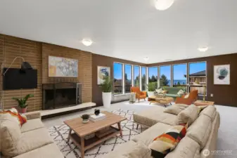Lower family room.  Virtual staging.