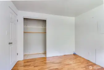 The third bedroom also has hardwood floors.