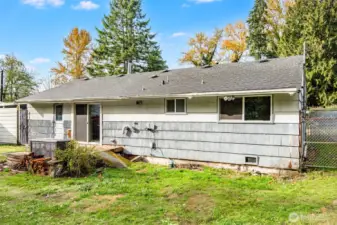 The backyard is level and enjoyable.