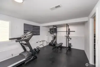 Additional room downstairs, currently used as home gym (Equipment is negotiable!) but can also be used as a bedroom!