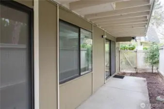 private and fenced patio/yard