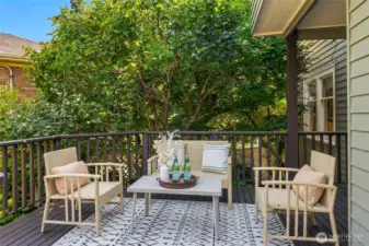 A large deck with room for a generous seating grouping and a BBQ.