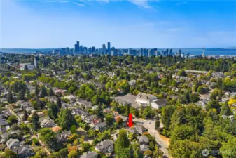 In this ariel photo, you can see how close this home is to downtown Seattle!