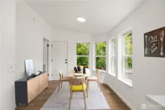 Virtually staged eat in kitchen