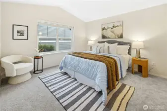 The main floor primary suite is roomy.