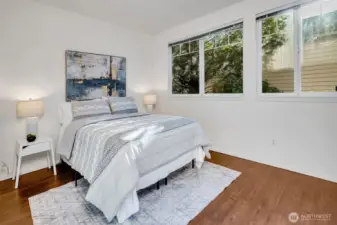 Secondary bedroom with south facing windows. Opposite the primary suite for optimal privacy.
