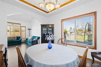 Spacious dining room blends into the formal living room, creating a welcoming envinroment for entertaining.